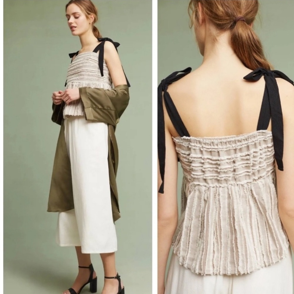 Anthropologie Maeve Soeli Fringe Tank Size‎ Small Tie Top